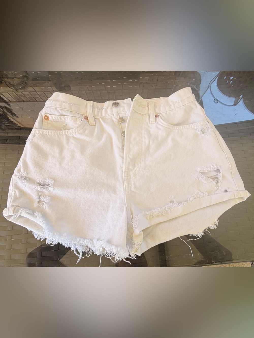 Free People We The Free White Denim Shorts, Size 27/Size 4